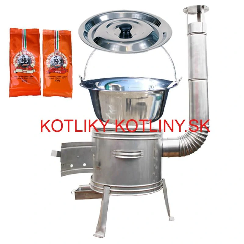 Nerezový kotlík 22 L (0,8 mm) INOX + Nerezová kotlina 42 INOX + paprikové korenie na guláš - MIX 100 g
