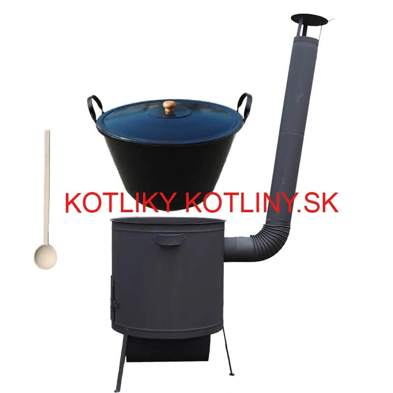 Smaltovaný kotol 70 L na zabíjačku + žiaruvzdorná kotlina 53 PLUS 600 4 MM + vareška
