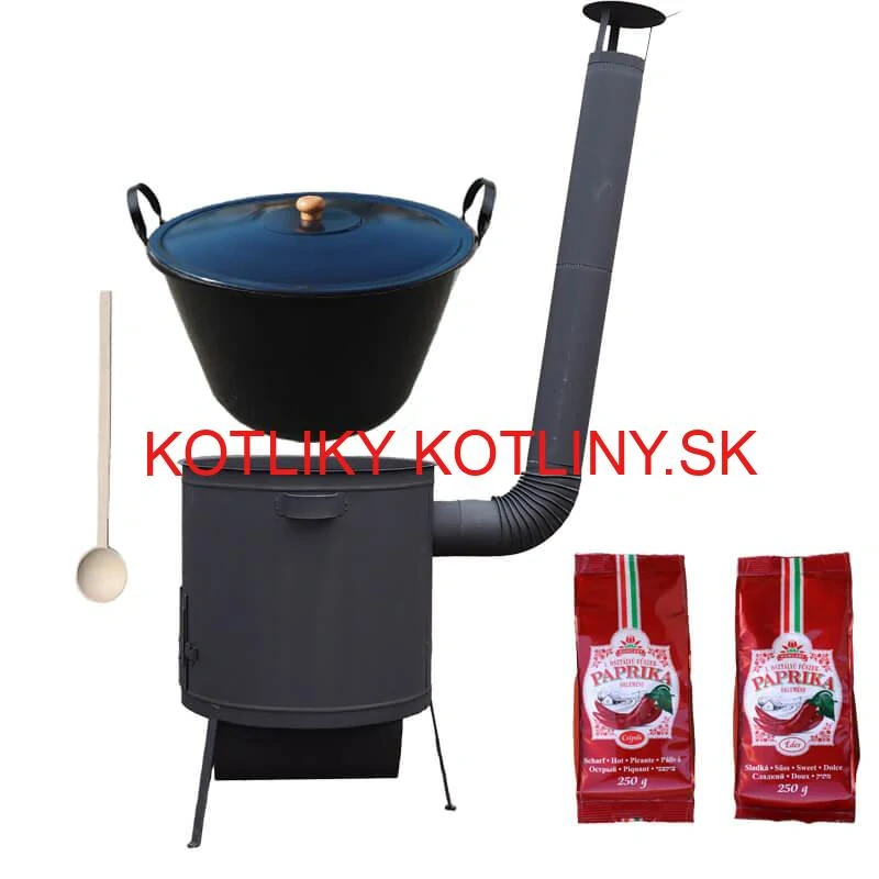 Smaltovaný kotol 60 L na zabíjačku + žiaruvzdorná kotlina 53 PLUS 600 4 MM + sladká a štipľavá paprika + vareška