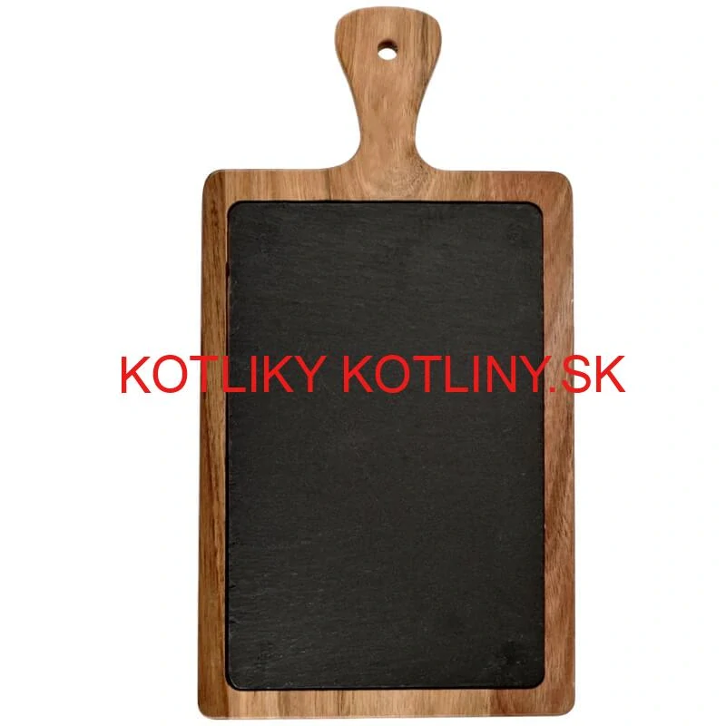 Servírovací podnos s bridlicovou doskou a rukoväťou z akáciového dreva 26 x 18 cm