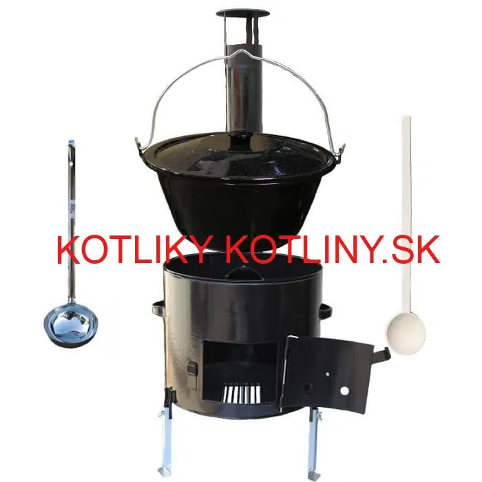 Smaltovaný kotlík 20 L (1,2 mm) + smaltovaná kotlina 42 cm + vareška a naberačka Easy party
