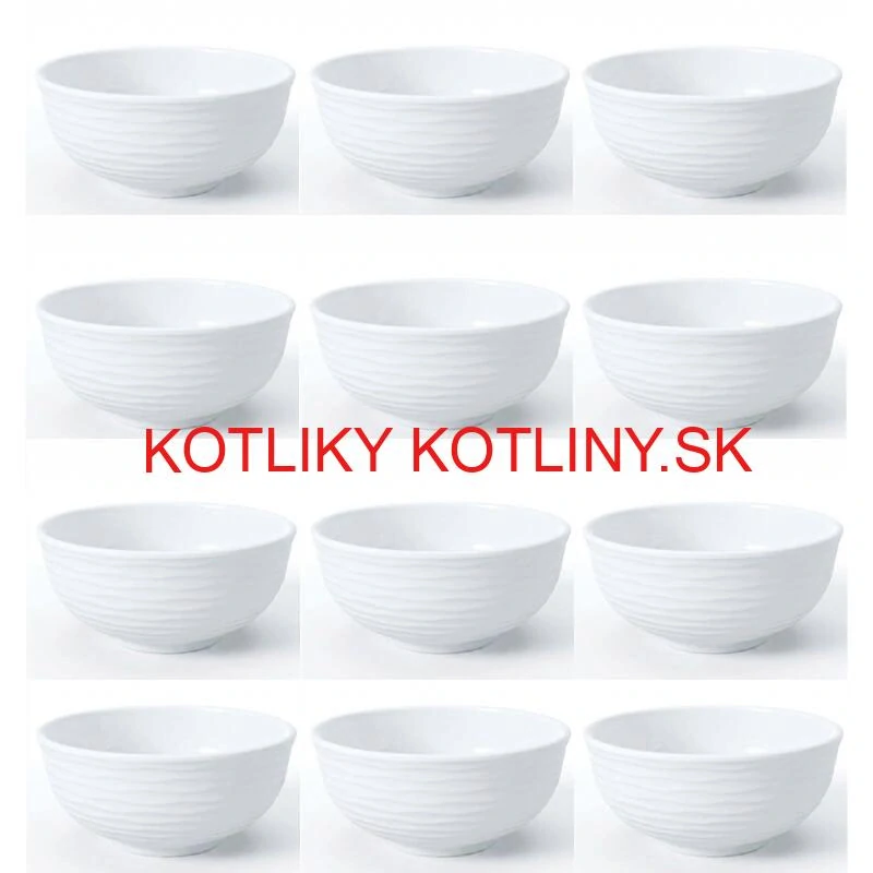 Set 12 ks: Prémiové biele misky s kamennou štruktúrou (750 ml)