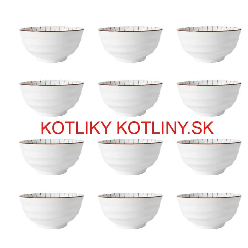Sada 12 ks veľkých keramických misiek na guláš a polievky, 1 liter
