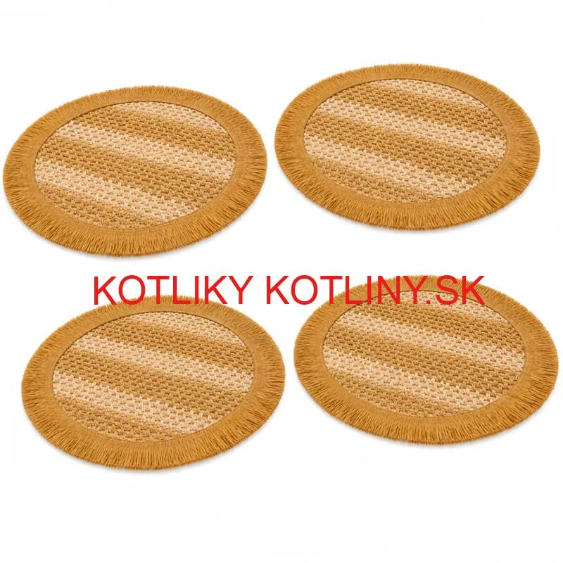 Okrúhle prírodné podložky pod tanier so strapcami 37 cm, 4 ks