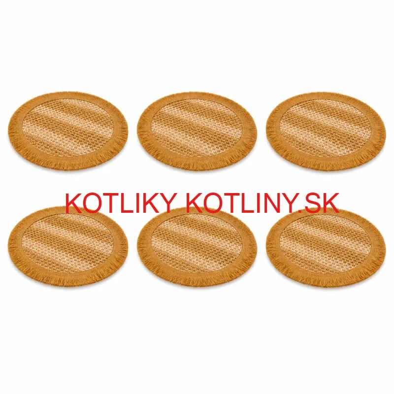 Okrúhle prírodné podložky pod tanier so strapcami 37 cm, 6 ks
