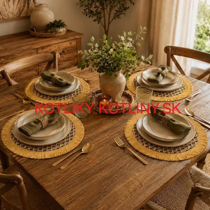 Prírodné podložky pod tanier so strapcami 37 cm, 4 ks