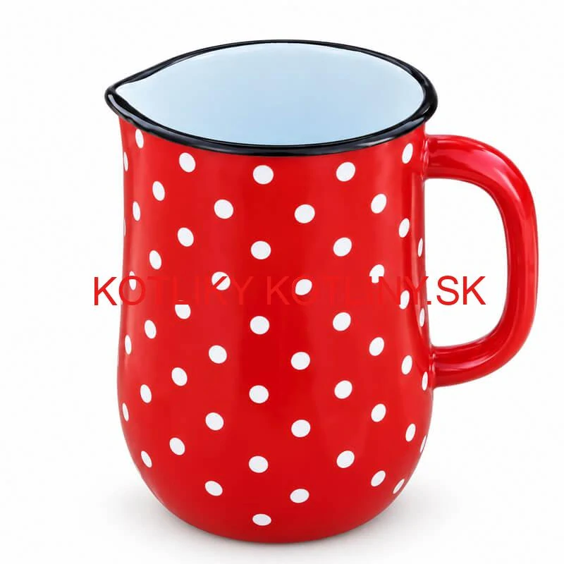 Bodkovaný smaltovaný džbán 2,5 l – červený
