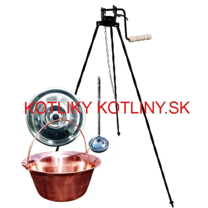 Medený kotlík 10 L (1,2 mm) + pokrievka + stojan s kladkou VAR