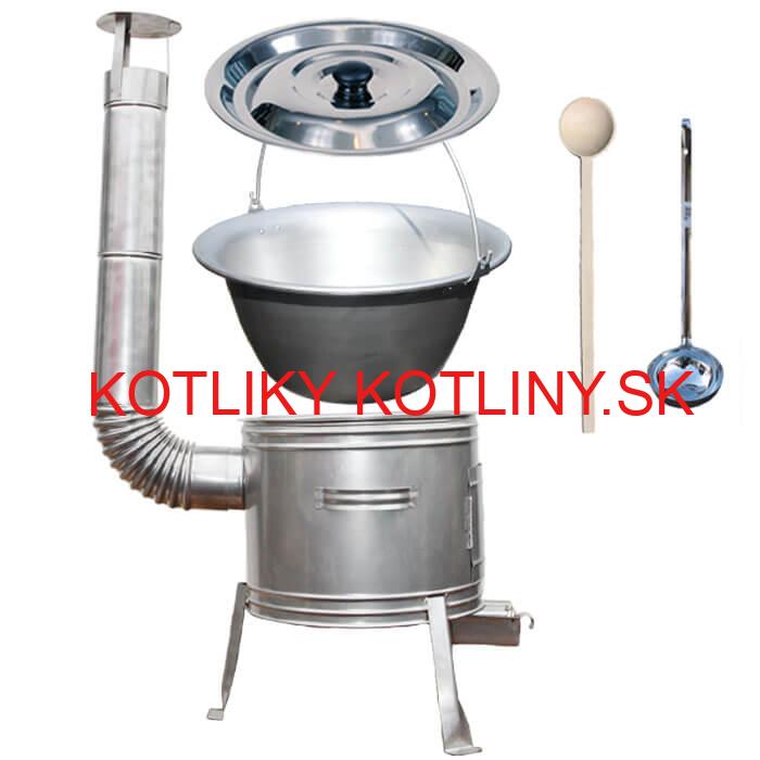 Nerezový kotlík 15 L (1,5 mm) + nerezová kotlina 36 cm + vareška a naberačka TOPLUX