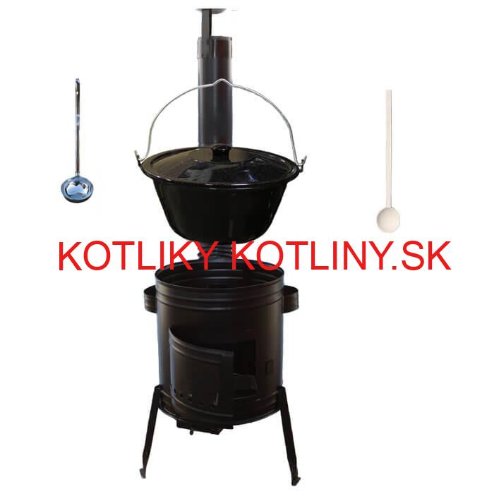 Smaltovaný kotlík 13 L (1,2 mm) + kovová kotlina 36 CLASSIC (KOV) + vareška a naberačka Easy party