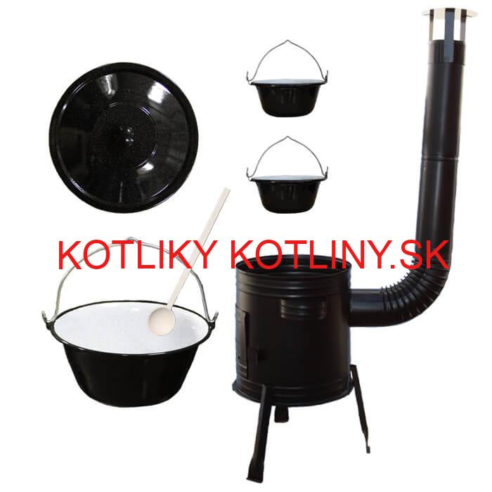 Smaltovaný kotlík 16 L (1,2 mm) + kovová kotlina 39 CLASSIC (KOV) + 2 smaltované servírovacie kotlíky 0,8 L