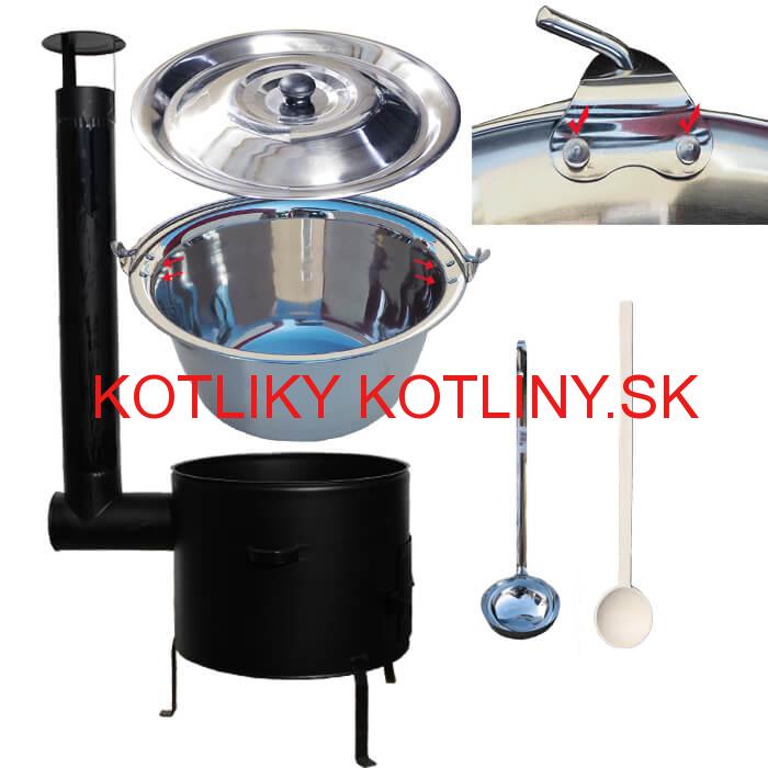 Nerezový kotlíkový set 45 cm + zosilnený nerezový kotlík 30 L