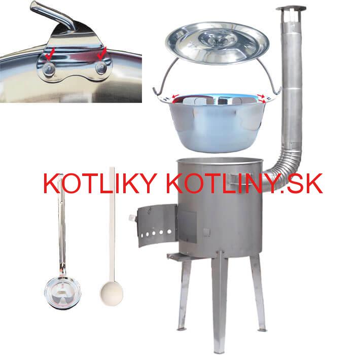 Zosilnený nerezový kotlík 20 L + nerezová kotlina 42 cm LUXUS