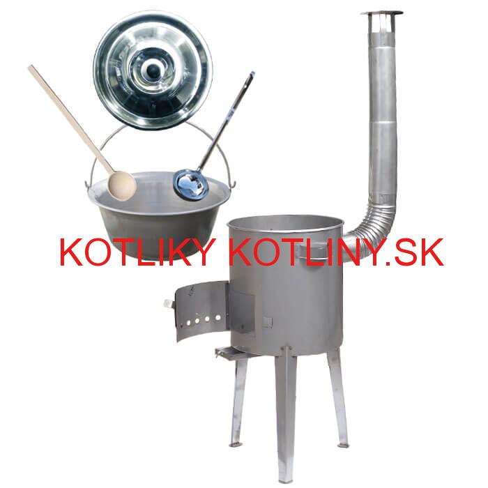 Železný kotlík 14 L (0,75 mm) + nerezová kotlina 36 cm LUXUS