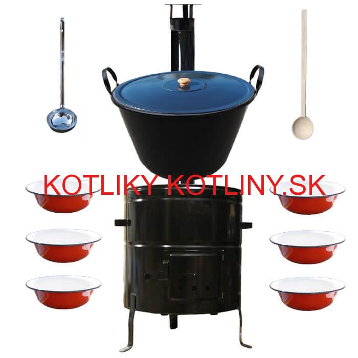 Smaltovaný kotol 60 L + smaltované taniere BIG PARTY