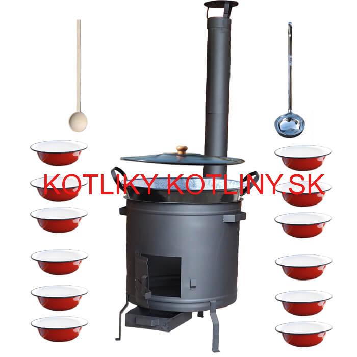 Smaltovaný kotol 80 L + smaltované taniere 12 ks PLUS 600