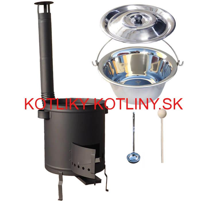 Nerezový kotlík 22 L (0,8 mm) + hrubostenná (1,5 mm) a žiaruvzdorná kotlina 42 PLUS 600