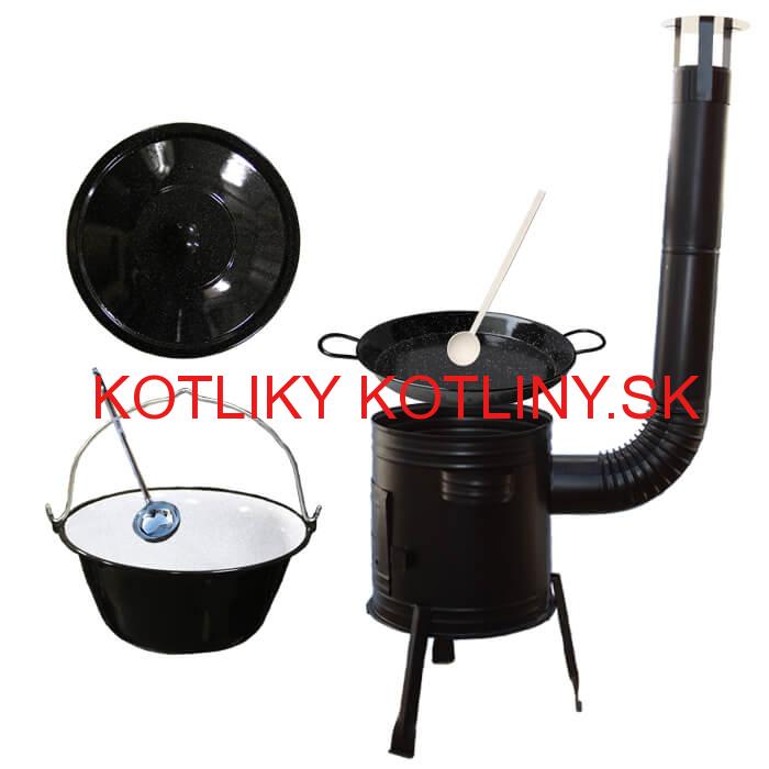 Paella smaltovaná panvica 38 cm so smaltovaným kotlíkom 13 L (1,2 mm) a kotlinou