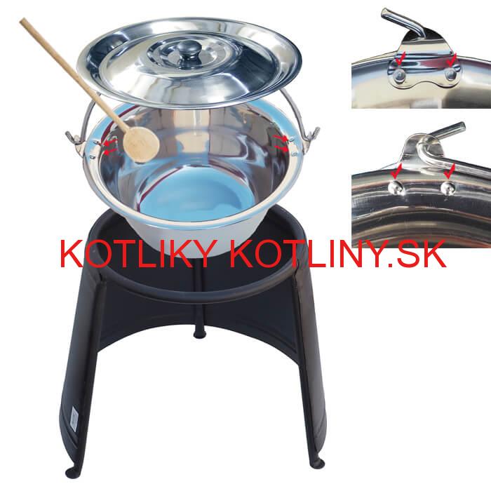 Antikorový kotlík 20 L (0,8 mm) s nitmi + chránič plameňa