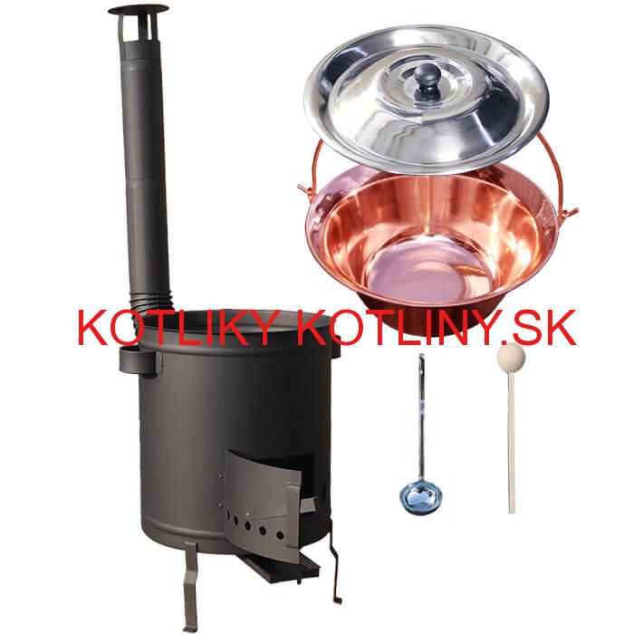 Medený kotlík 30 L (1,2 mm) + hrubostenná (1,5 mm) a žiaruvzdorná kotlina 45 PLUS 600