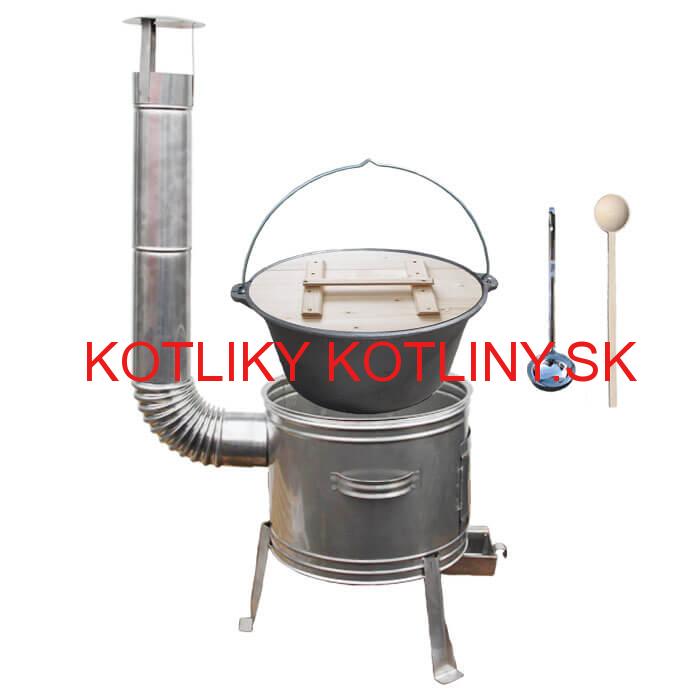 Liatinový kotlík 22 L ( 0,8 cm) + nerezová kotlina 45 cm + vareška a naberačka TOPLUX