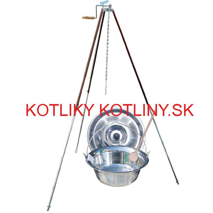 Antikorový kotlík 30 L (1,2 mm) + teleskopická trojnožka s poistnou kladkou + pokrievka