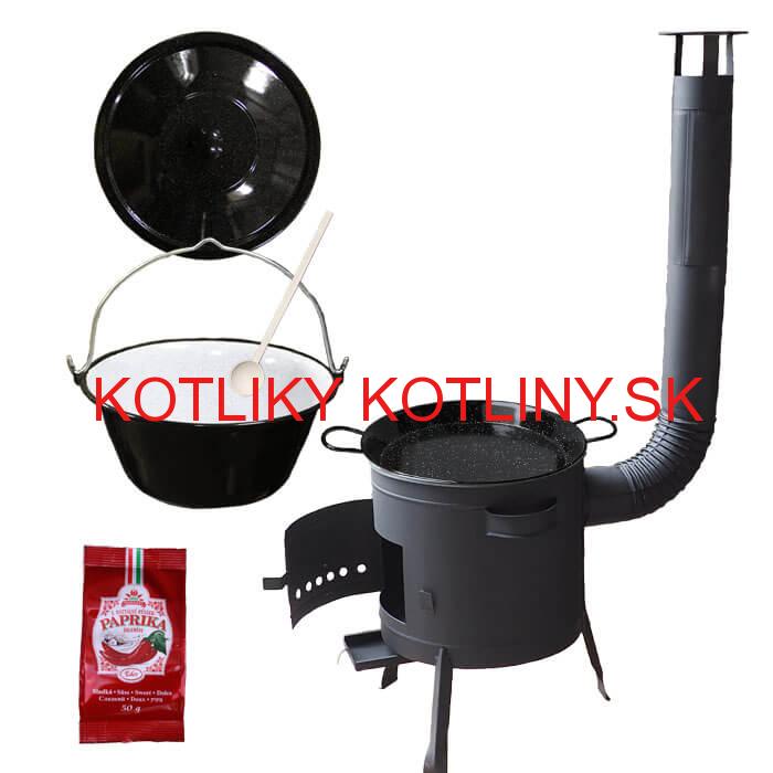 Smaltovaný kotlík 13 L + Paella smaltovaná panvica + nízka žiaruvzdorná kotlina 36 cm PLUS 600