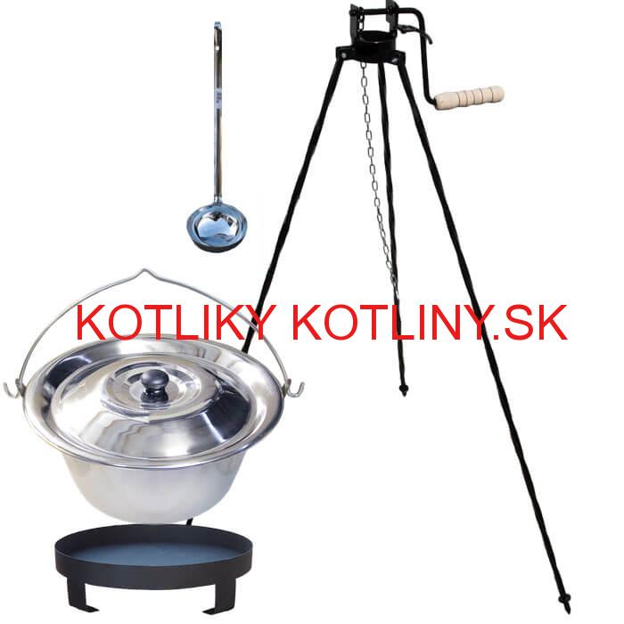 Antikorový kotlík 20 L (0,8 mm) s nitmi + stojan s kladkou VAR