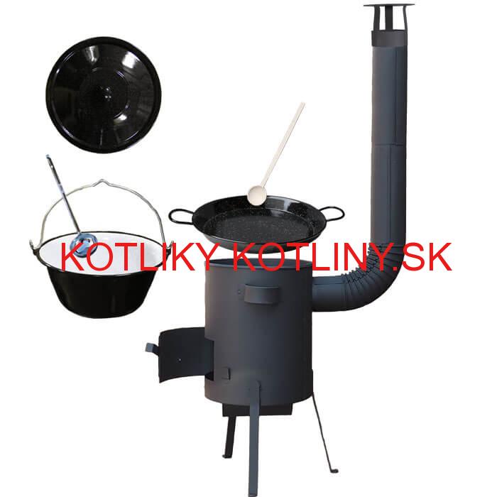 Smaltovaný kotlík 20 L + Paella smaltovaná panvica 46 cm + žiaruvzdorná kotlina 42 PLUS 600 4 MM