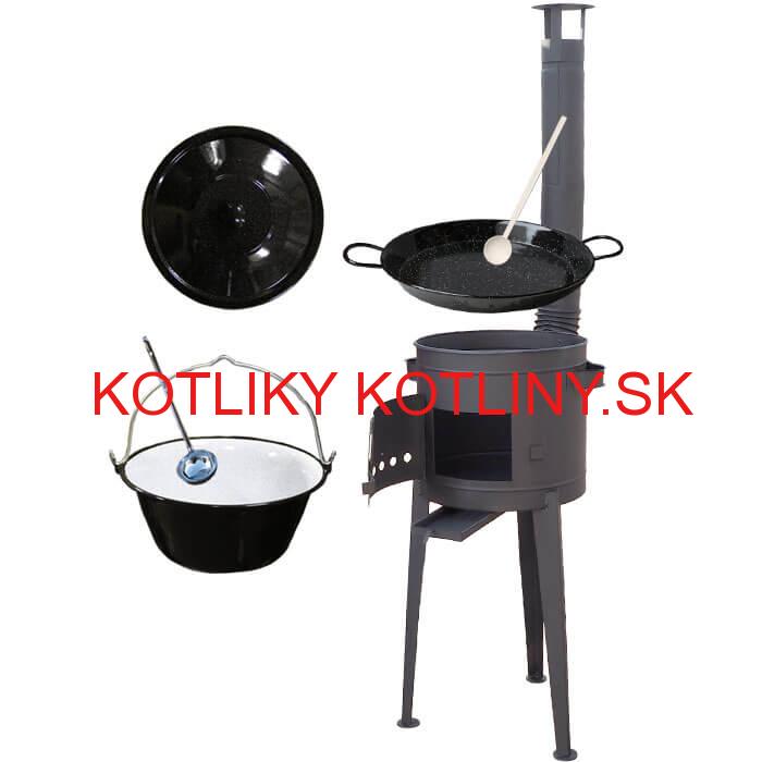 Smaltovaný kotlík 20 L (1,2 mm) + Paella smaltovaná panvica 46 cm + žiaruvzdorná vysoká kotlina 42 PLUS 600