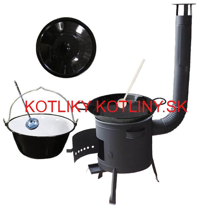 Smaltovaný kotlík 20 L + Paella smaltovaná panvica 46 cm + žiaruvzdorná nízka kotlina 42 PLUS 600