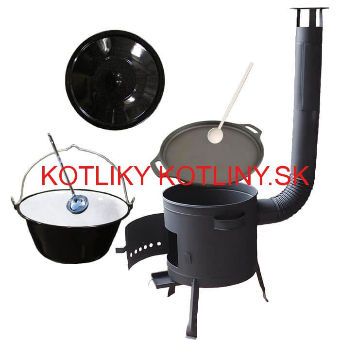 Smaltovaný kotlík 20 L (1,2 mm) + Liatinová panvica 43 cm + žiaruvzdorná kotlina 42 PLUS 600