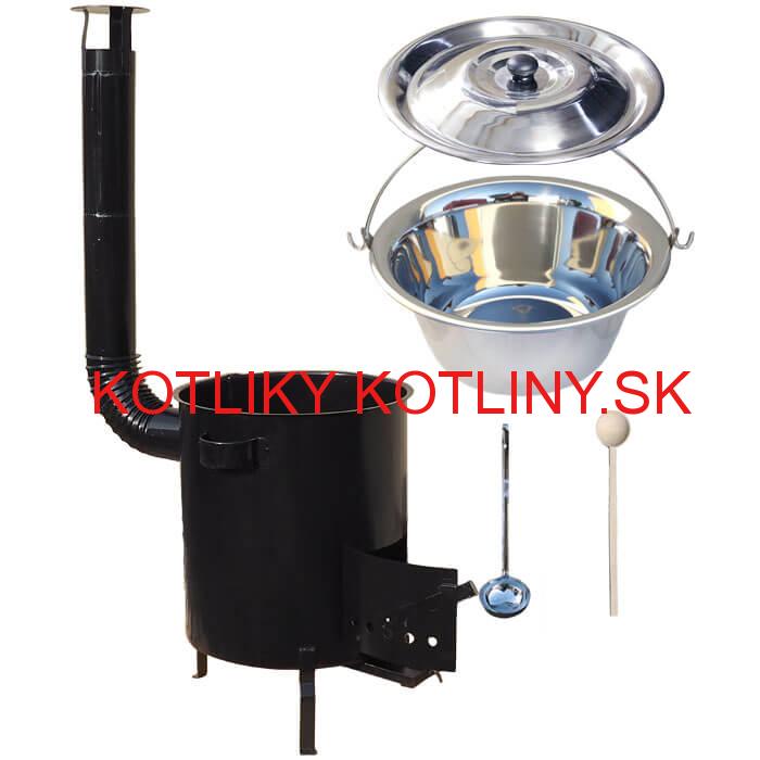 Nerezový kotlík 30 L (1,2 mm) + hrubostenná (1,5 mm) kovová kotlina 45 STRONG