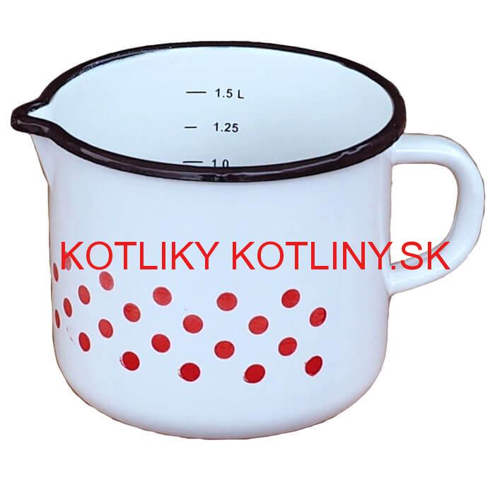 Smaltovaný hrnček s výlevkou 1,5 L - bodkovaný