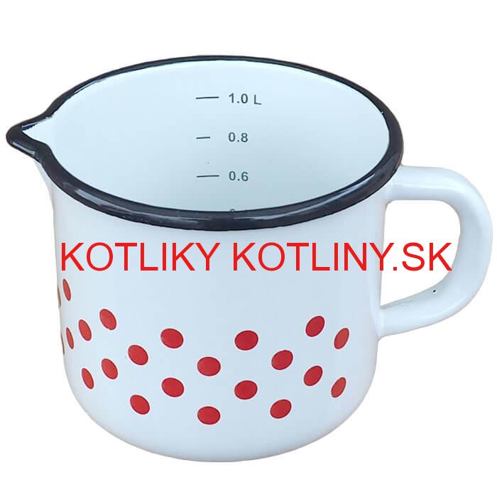 Smaltovaný hrnček s výlevkou 1 L - bodkovaný