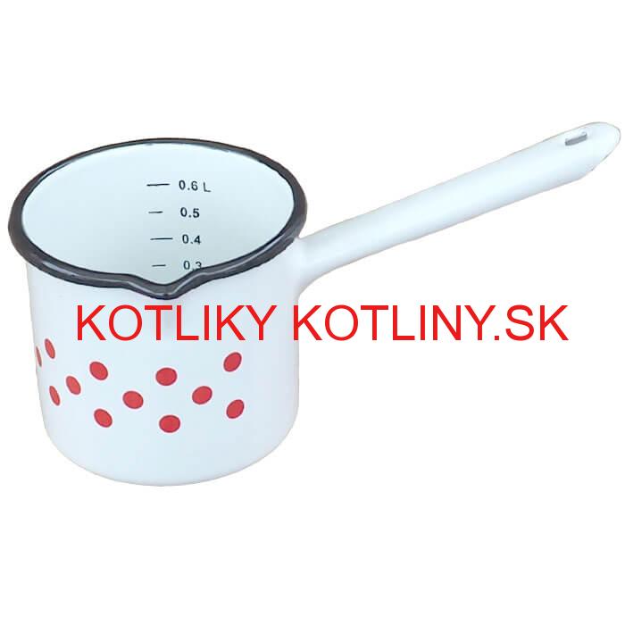 Smaltovaný hrnček s rúčkou 0,6 L - bodkovaný
