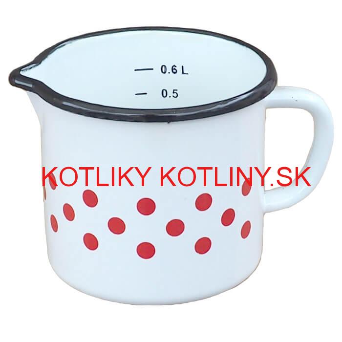 Smaltovaný hrnček s uškom 0,6 L - bodkovaný