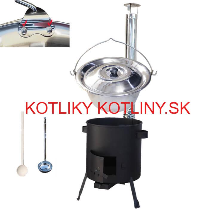 Antikorový kotlík 20 L (0,8 mm) zosilnený s nitmi + žiaruvzdorná kotlina (1 mm) 42 PLUS 600