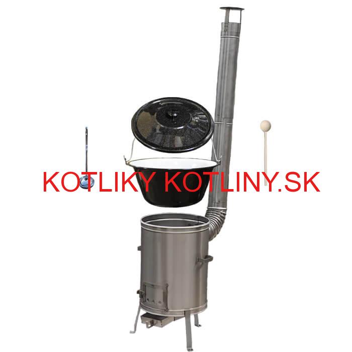 Smaltovaný kotlík 30 L (1,2 mm) + nerezová kotlina 45 cm LUX  + vareška a naberačka