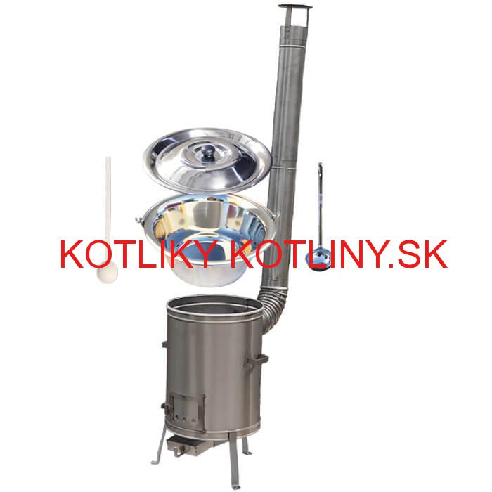 Nerezový kotlík 30 L (1,2 mm) + nerezová kotlina 45 cm LUX + vareška a naberačka