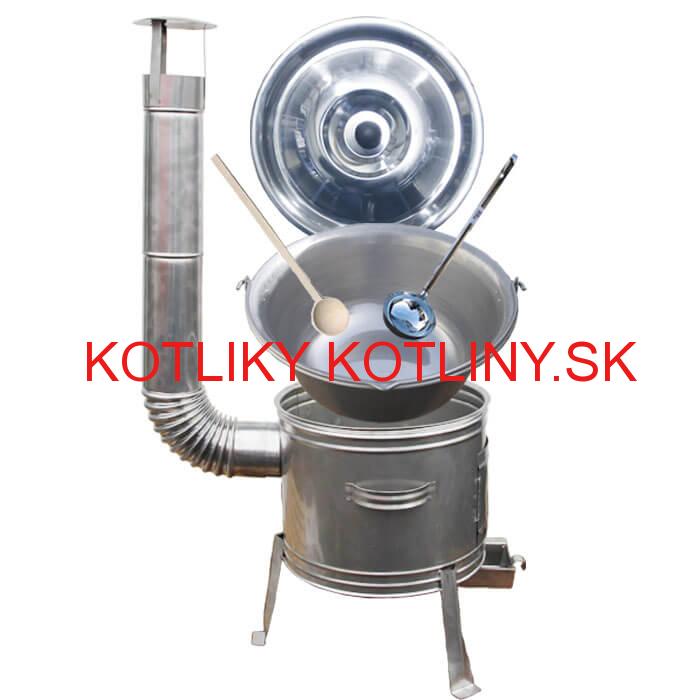 Nerezový kotlík 30 L (1,5 mm) + nerezová kotlina 42 cm TOPLUX + vareška a naberačka
