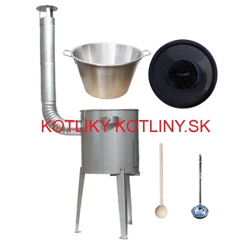 Nerezový kotol 40 L (1,2 mm) + nerezová kotlina 45 cm LUXUS + naberačka a vareška