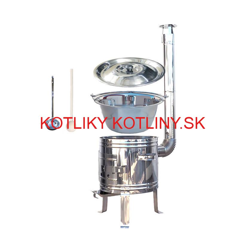 Nerezový kotlík 15 L (0,8 mm) zosilnený s nitmi + nerezová kotlina 36 cm TOP INOX