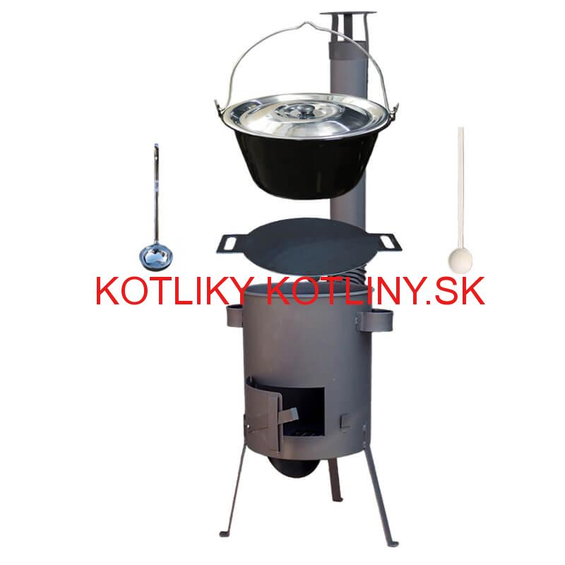 Smaltovaný kotlík 13 L + železná panvica 38 cm UNI + žiaruvzdorná kotlina 36 PLUS 600 4 MM