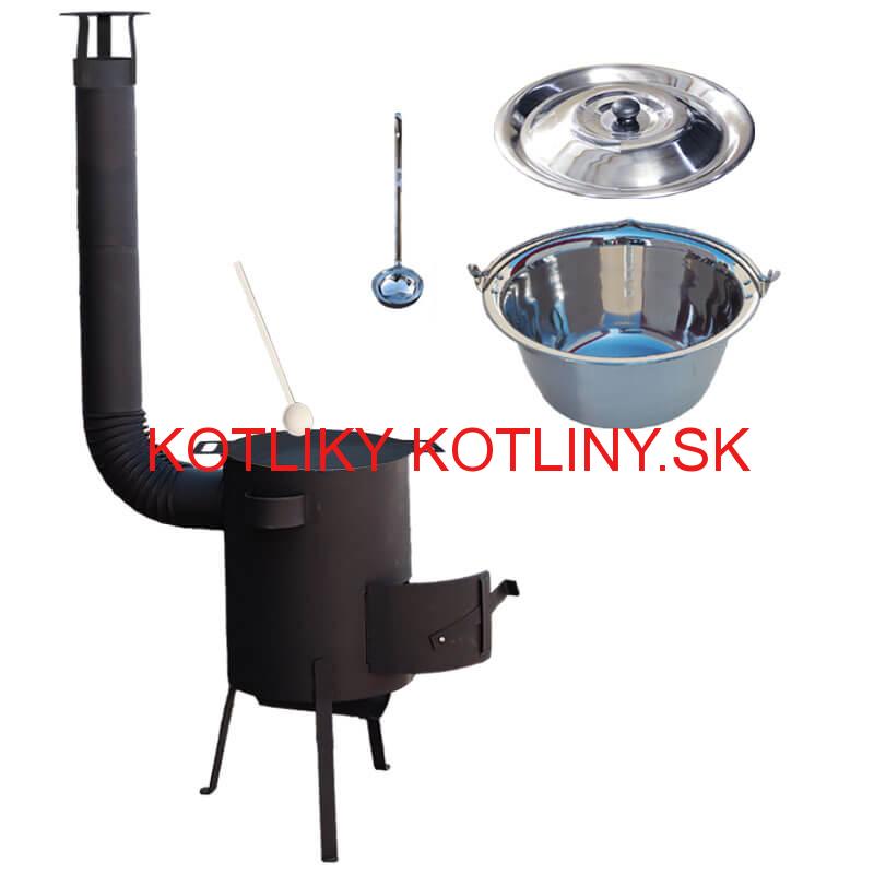 Nerezový kotlík 20 L (1,2 mm) INOX + železná panvica 44 cm UNI + kotlina 42 cm PLUS 600 4 MM
