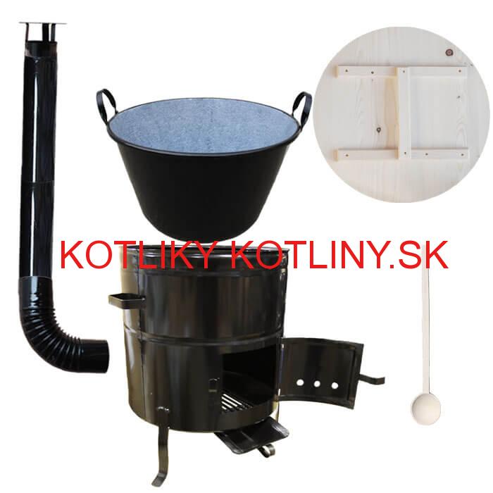 Smaltovaný kotol 100 L na zabíjačku s kovovou kotlinou 60 cm CLASSIC + vareška