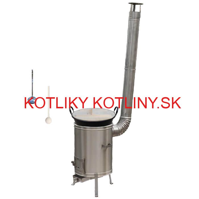 Zabíjačkový smaltovaný kotol 100 L + nerezová kotlina 60 cm + vareška a naberačka