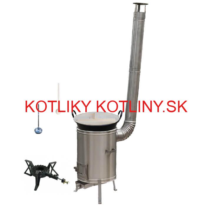 Zabíjačkový smaltovaný kotol 100 L + nerezová kotlina 60 cm + horák 7 kW + vareška a naberačka