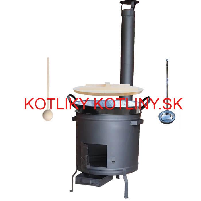Smaltovaný kotol 100 L + žiaruvzdorná kotlina 60 cm PLUS 600 + vareška a naberačka BIG PARTY