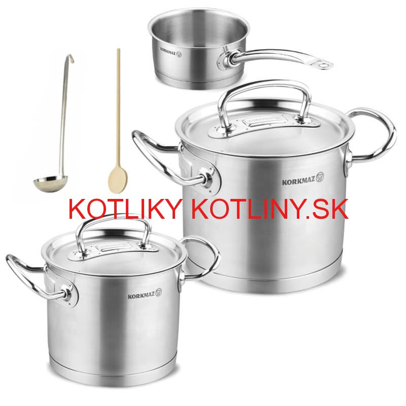Sada nerezových hrncov s pokrievkou + rajnica 2 + 1 ks 5 L, 9 L, 1,5 L